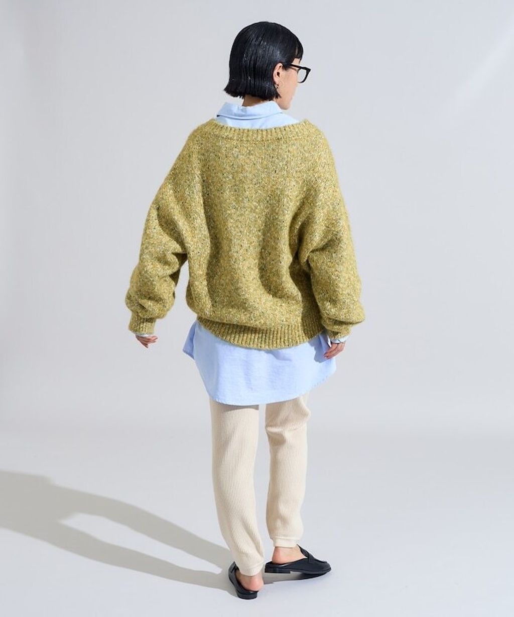 FREAKS STORE V領寬鬆厚實針織上衣_19