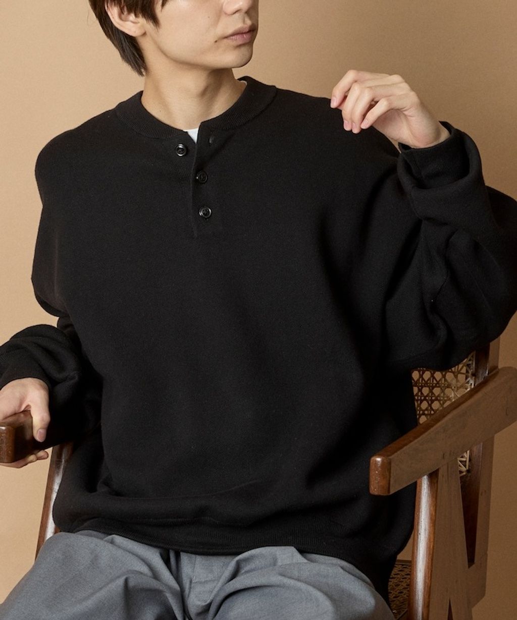 FREAKS STORE Relax Fit針織亨利領上衣_4