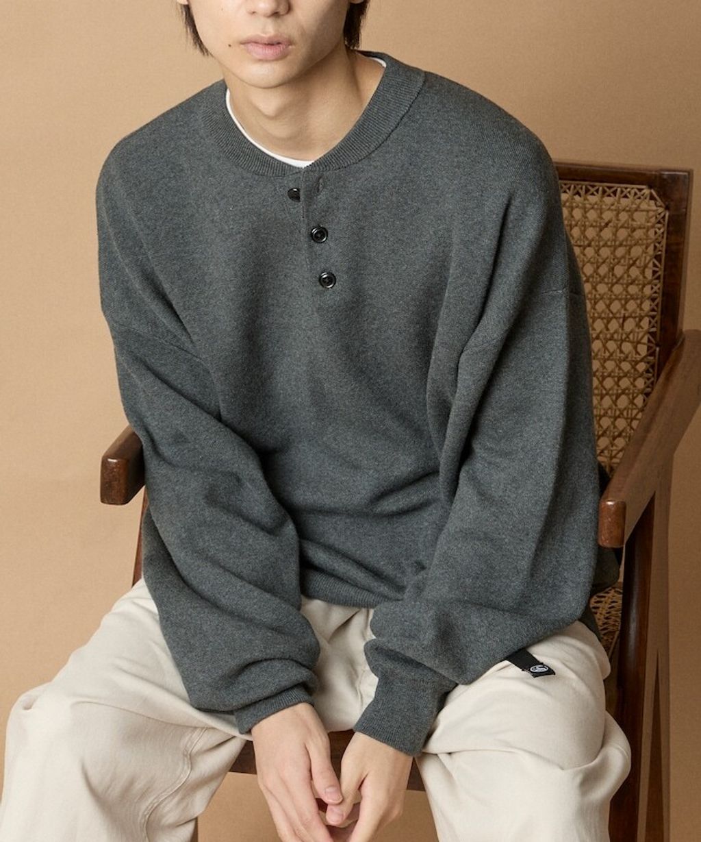 FREAKS STORE Relax Fit針織亨利領上衣_3