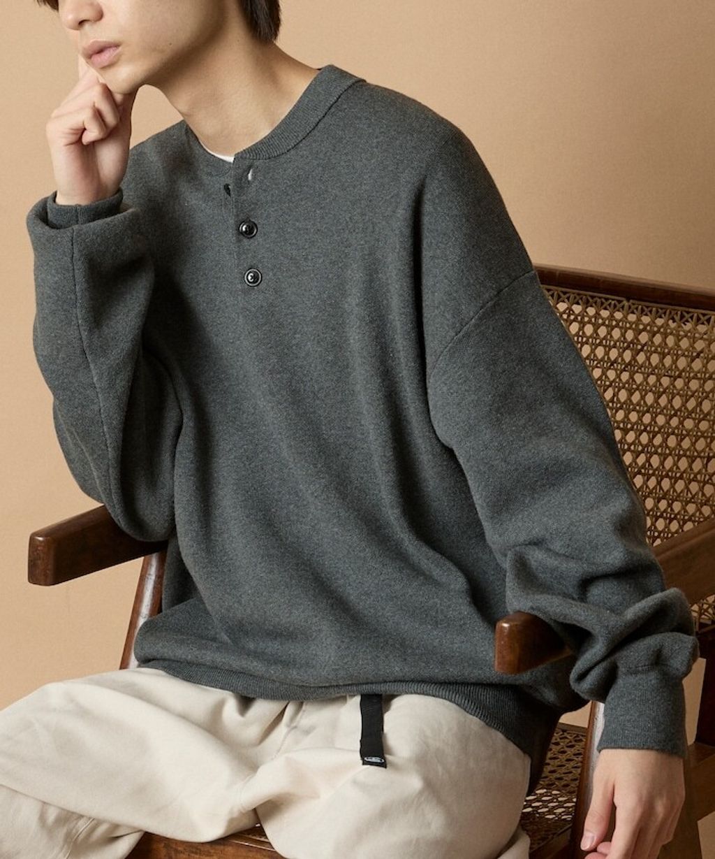 FREAKS STORE Relax Fit針織亨利領上衣_50