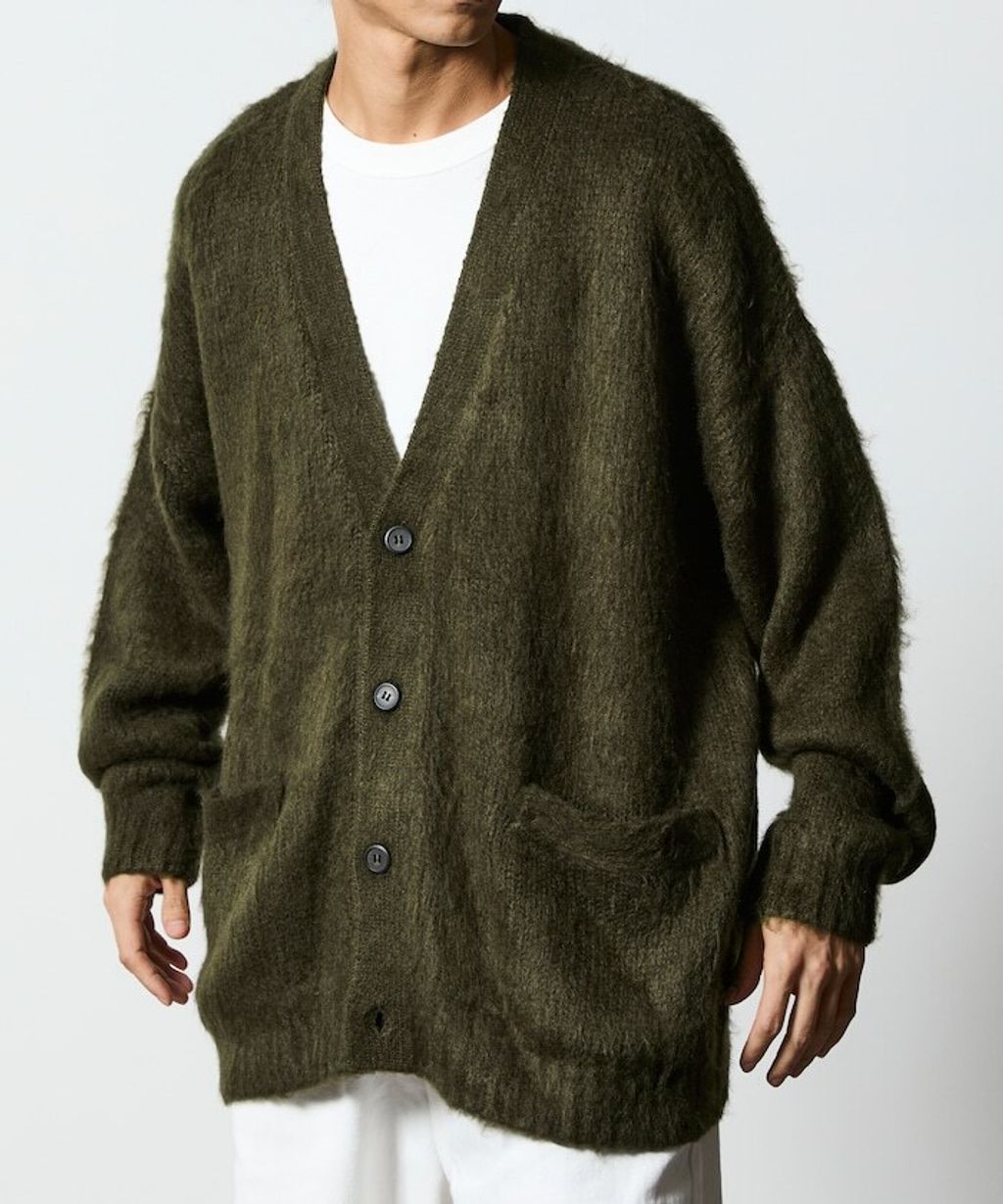 FREAKS STORE Relax Fit摩赫爾觸感長版毛絨針織開襟衫_5