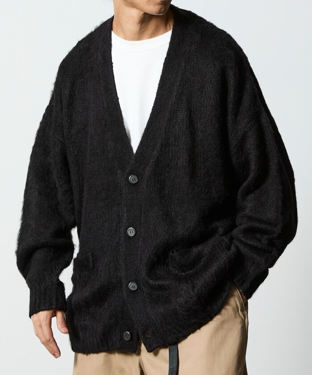 FREAKS STORE Relax Fit摩赫爾觸感長版毛絨針織開襟衫_4