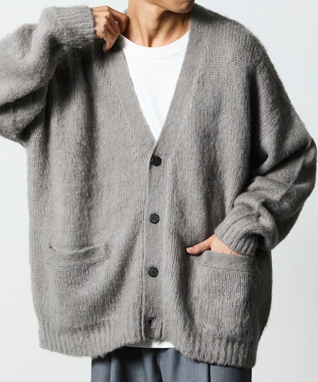 FREAKS STORE Relax Fit摩赫爾觸感長版毛絨針織開襟衫_1