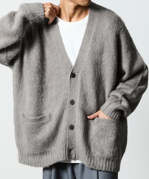 FREAKS STORE Relax Fit摩赫爾觸感長版毛絨針織開襟衫_1