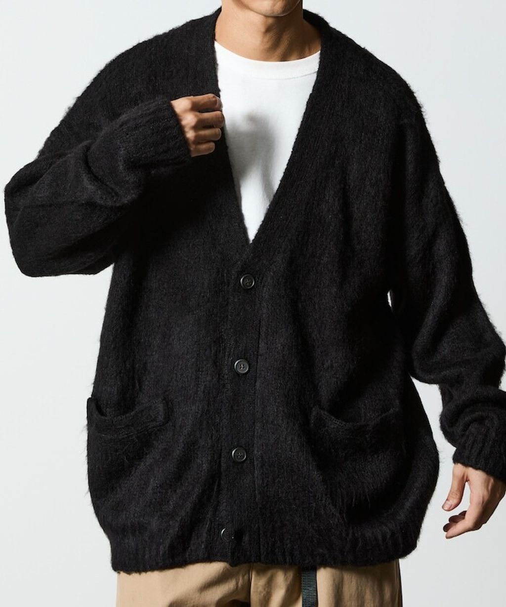 FREAKS STORE Relax Fit摩赫爾觸感長版毛絨針織開襟衫_24
