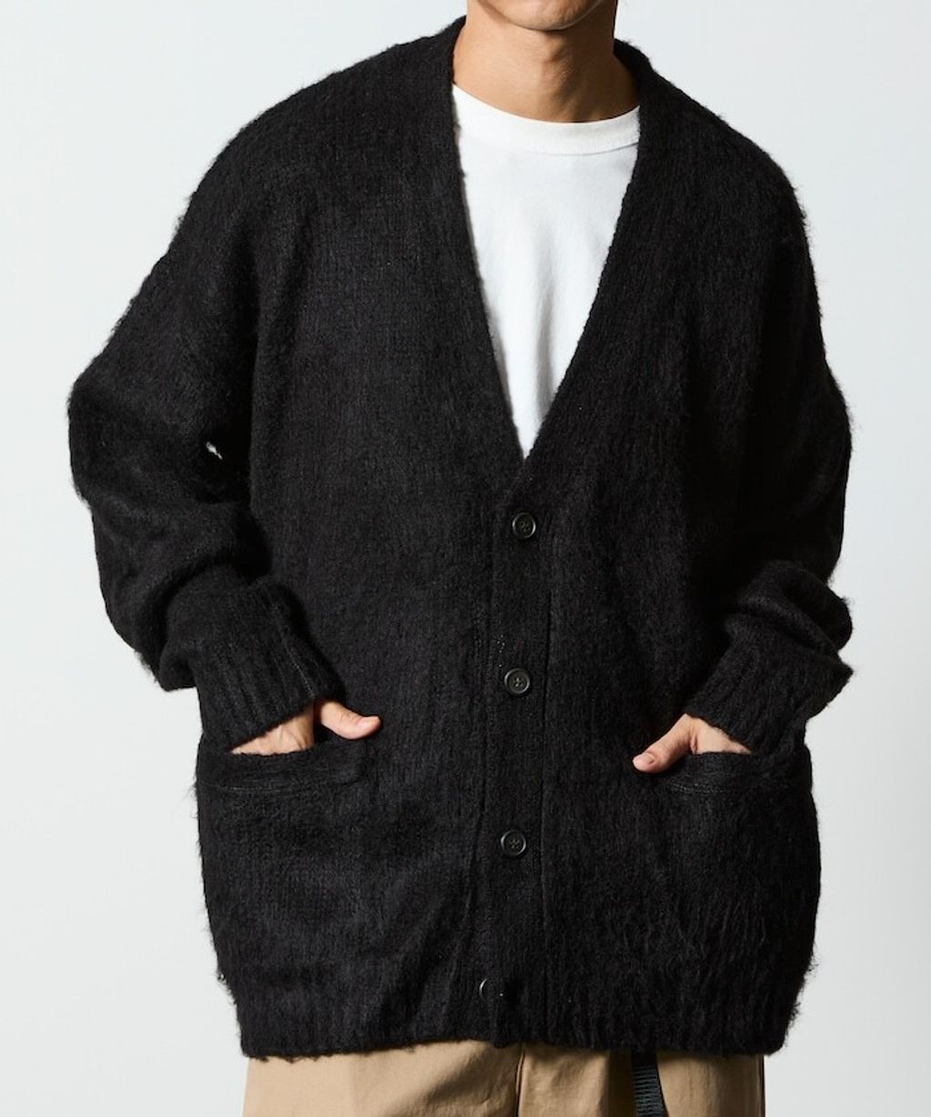 FREAKS STORE Relax Fit摩赫爾觸感長版毛絨針織開襟衫_25