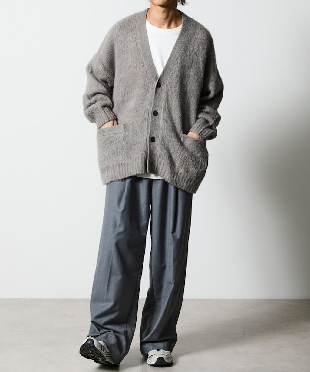 FREAKS STORE Relax Fit摩赫爾觸感長版毛絨針織開襟衫_34