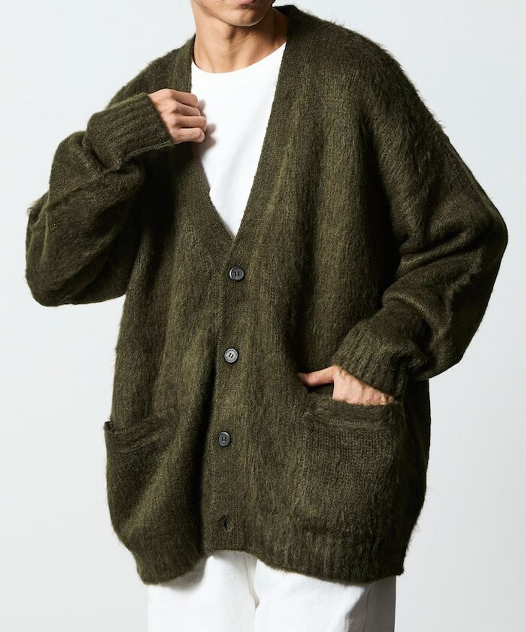 FREAKS STORE Relax Fit摩赫爾觸感長版毛絨針織開襟衫_44