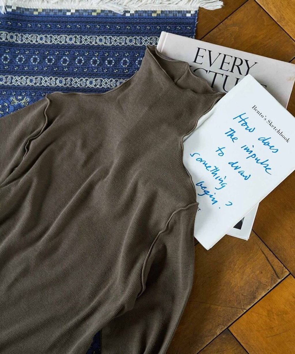 FREAKS STORE 吸濕發熱抗菌防臭羅紋捲邊高領長袖上衣_5