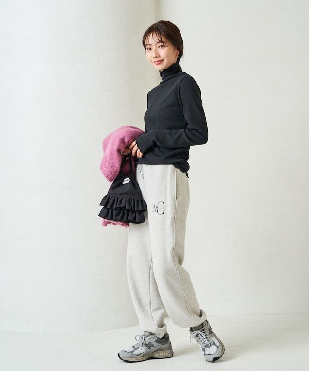 FREAKS STORE 吸濕發熱抗菌防臭羅紋捲邊高領長袖上衣_45