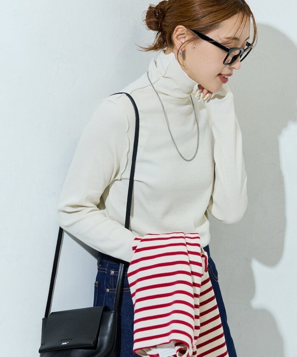 FREAKS STORE 吸濕發熱抗菌防臭羅紋捲邊高領長袖上衣_9