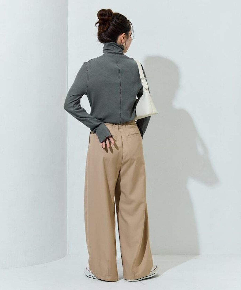 FREAKS STORE 吸濕發熱抗菌防臭羅紋捲邊高領長袖上衣_27