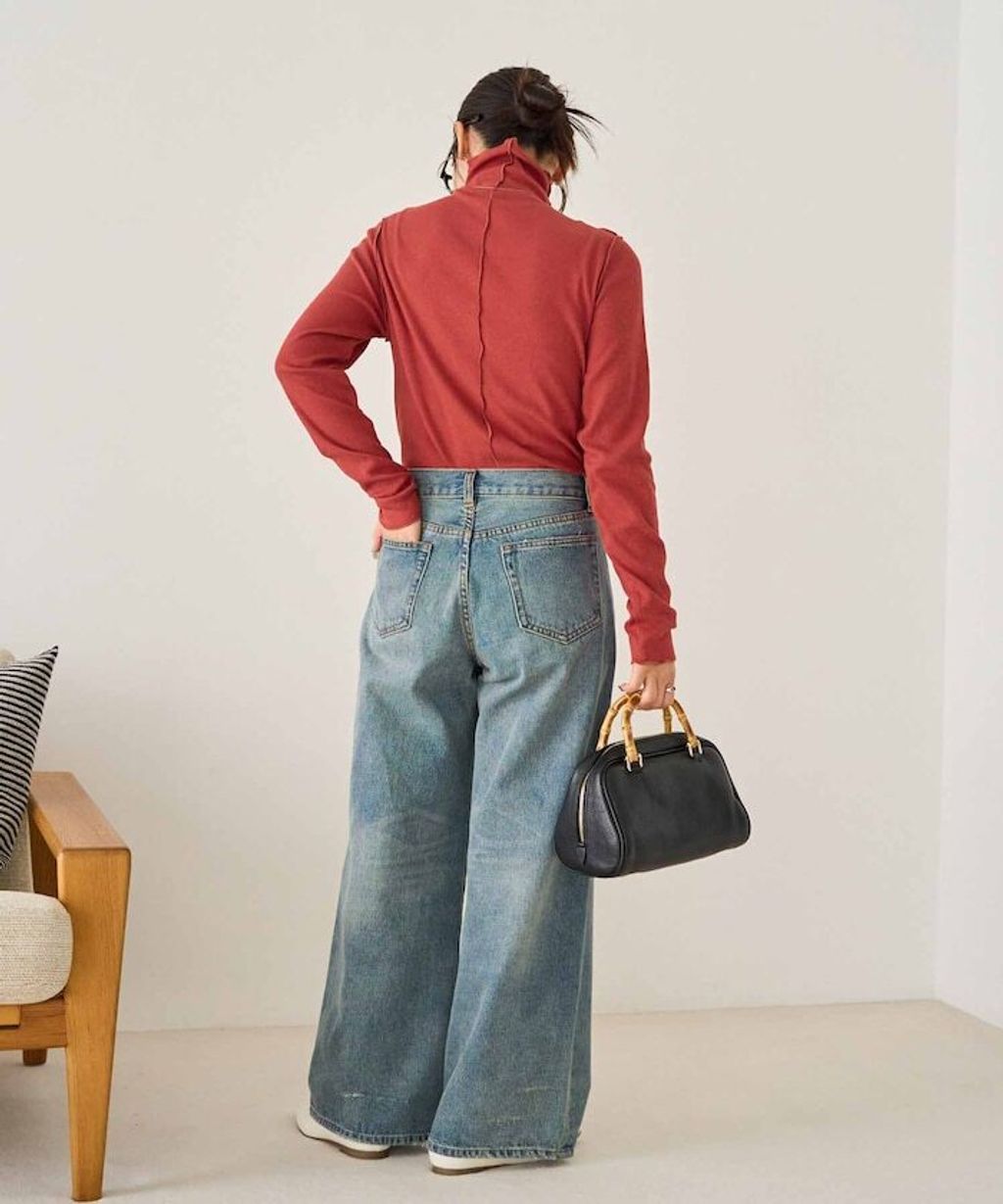 FREAKS STORE 吸濕發熱抗菌防臭羅紋捲邊高領長袖上衣_42