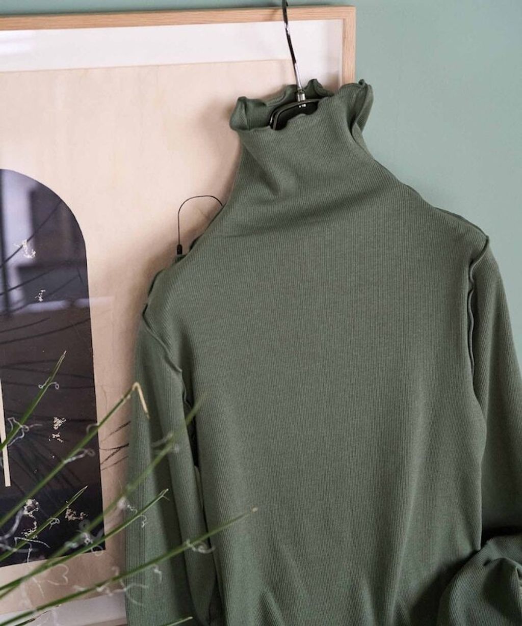 FREAKS STORE 吸濕發熱抗菌防臭羅紋捲邊高領長袖上衣_37