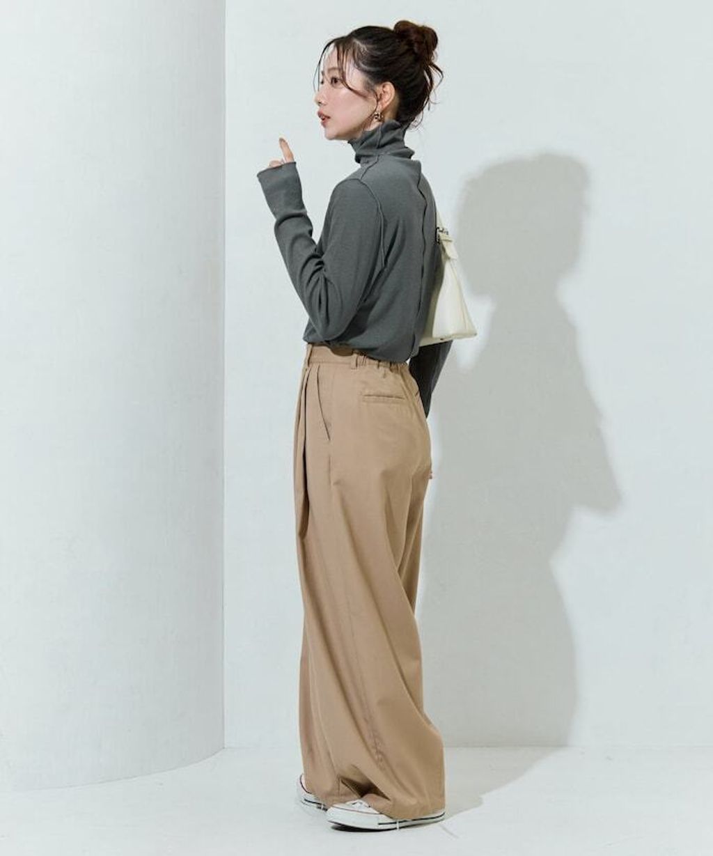 FREAKS STORE 吸濕發熱抗菌防臭羅紋捲邊高領長袖上衣_26