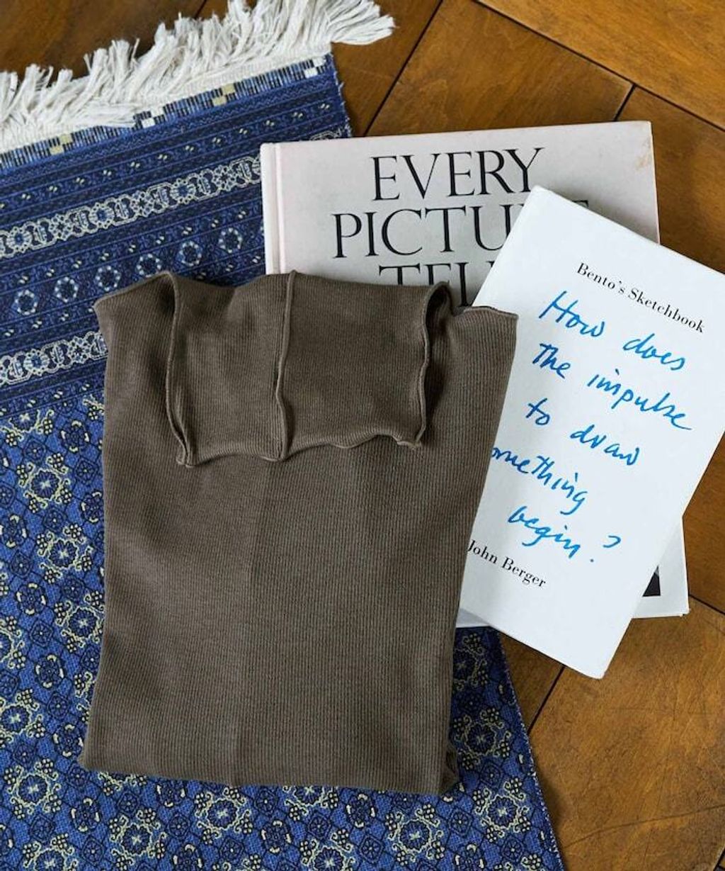 FREAKS STORE 吸濕發熱抗菌防臭羅紋捲邊高領長袖上衣_32