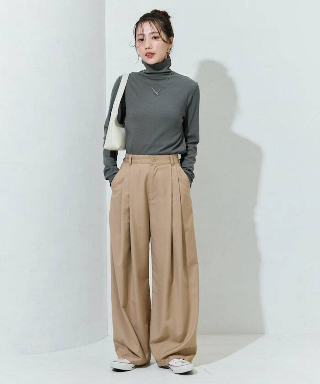 FREAKS STORE 吸濕發熱抗菌防臭羅紋捲邊高領長袖上衣_24