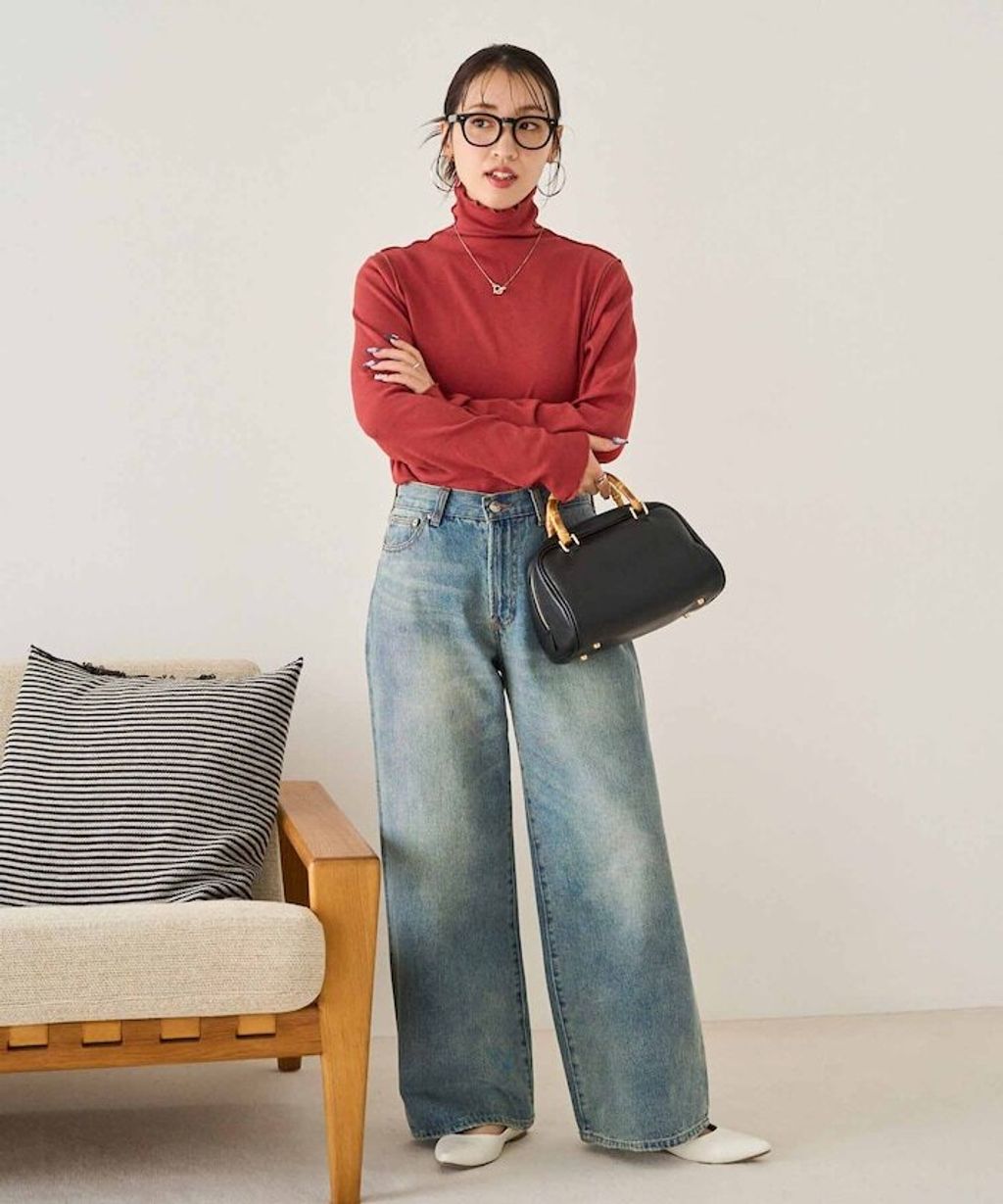 FREAKS STORE 吸濕發熱抗菌防臭羅紋捲邊高領長袖上衣_41