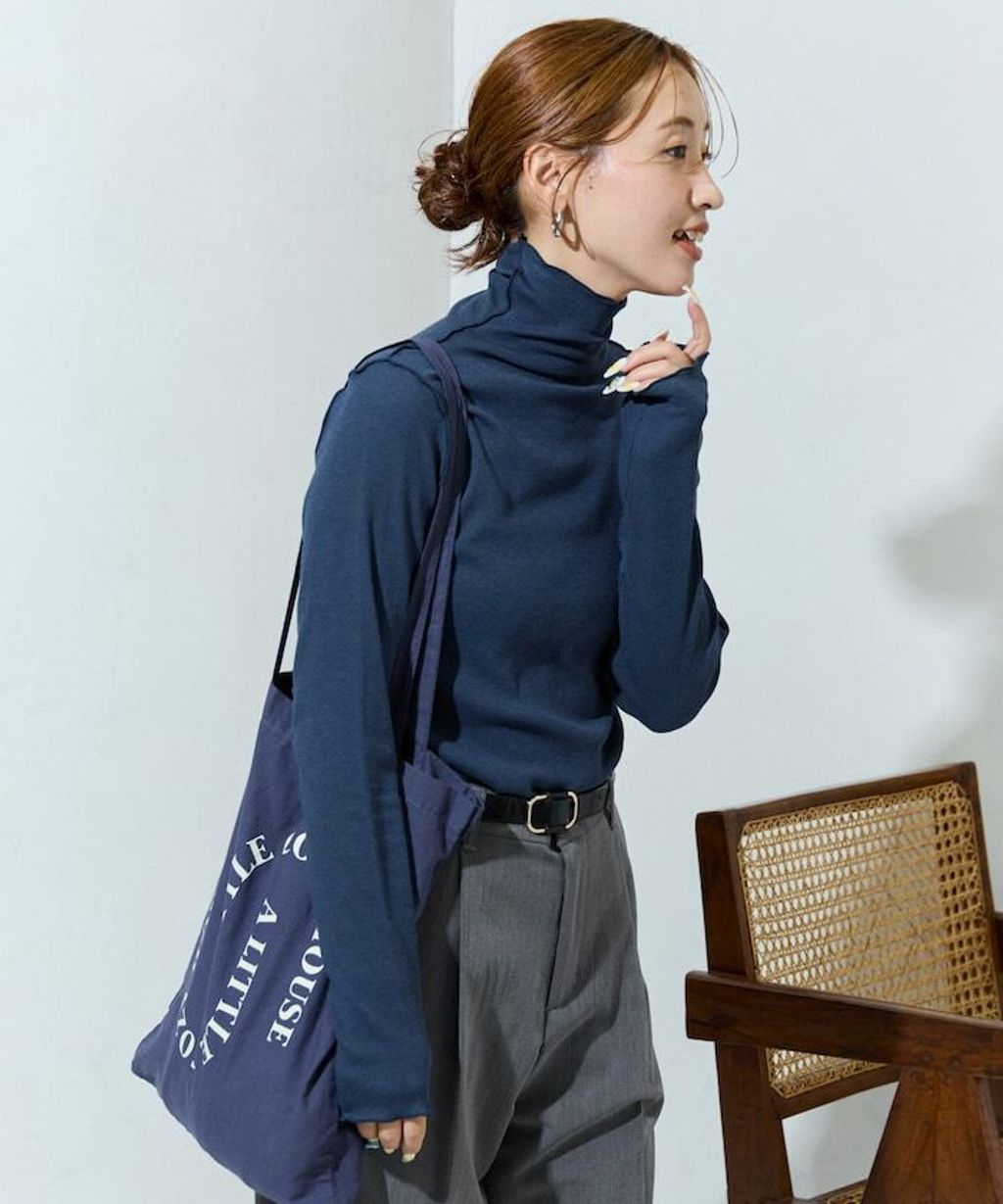 FREAKS STORE 吸濕發熱抗菌防臭羅紋捲邊高領長袖上衣_15