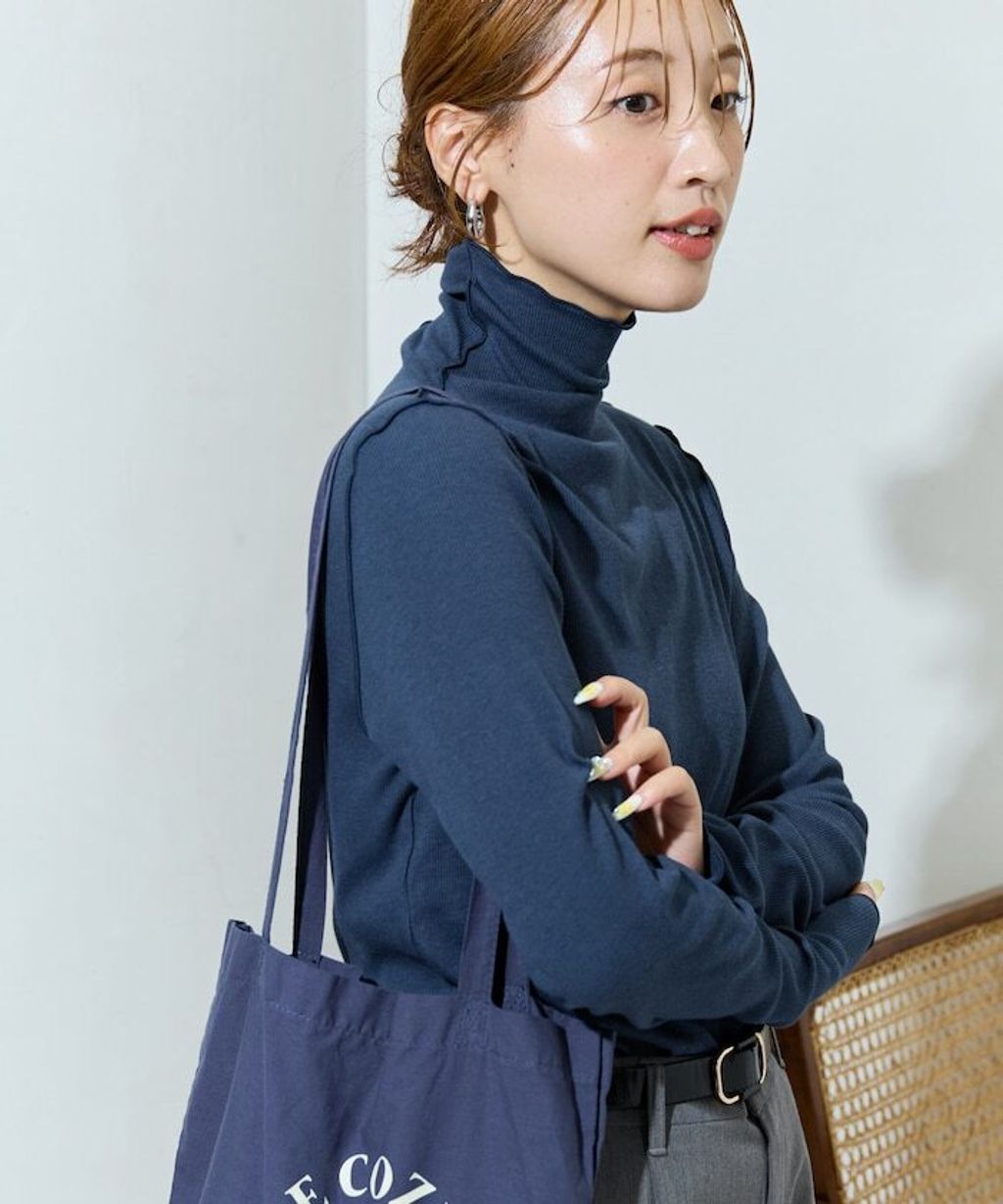 FREAKS STORE 吸濕發熱抗菌防臭羅紋捲邊高領長袖上衣_20