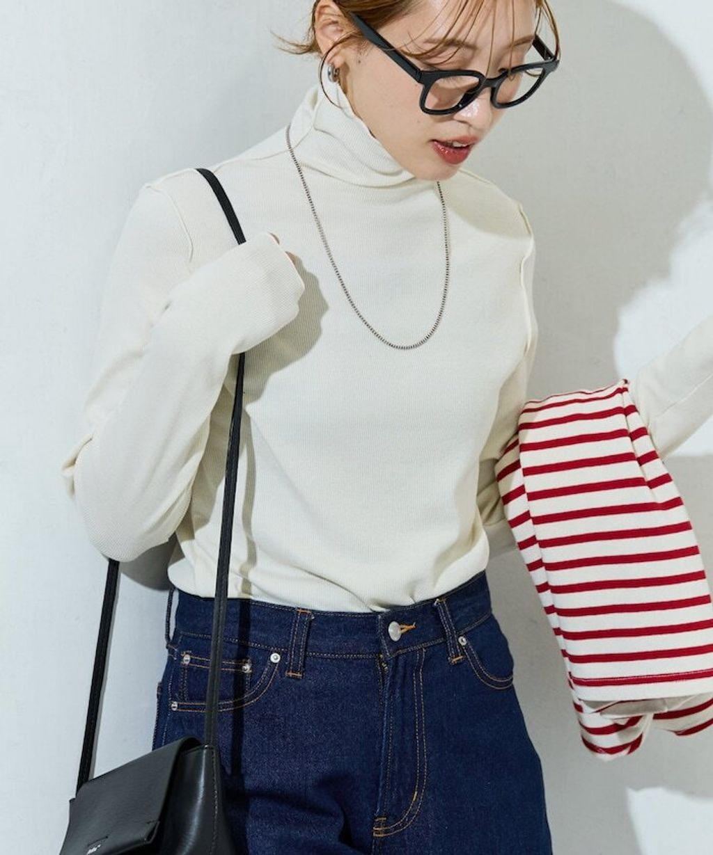 FREAKS STORE 吸濕發熱抗菌防臭羅紋捲邊高領長袖上衣_12