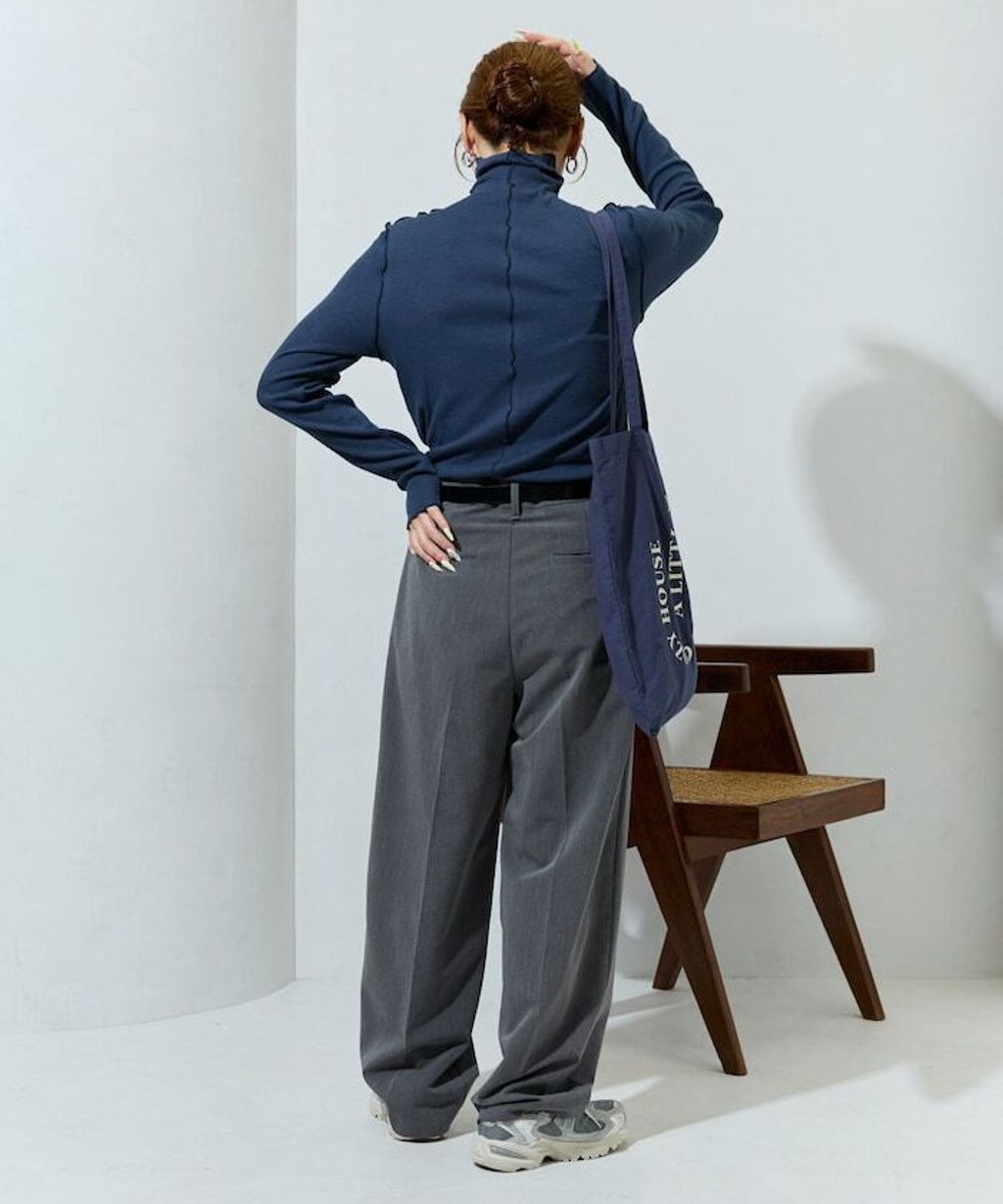 FREAKS STORE 吸濕發熱抗菌防臭羅紋捲邊高領長袖上衣_19