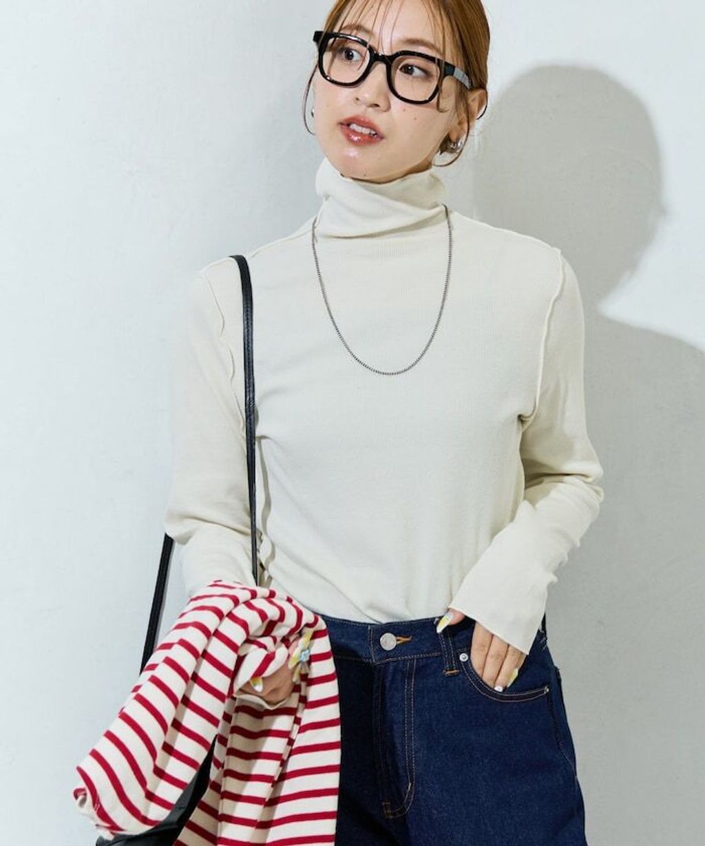 FREAKS STORE 吸濕發熱抗菌防臭羅紋捲邊高領長袖上衣_13