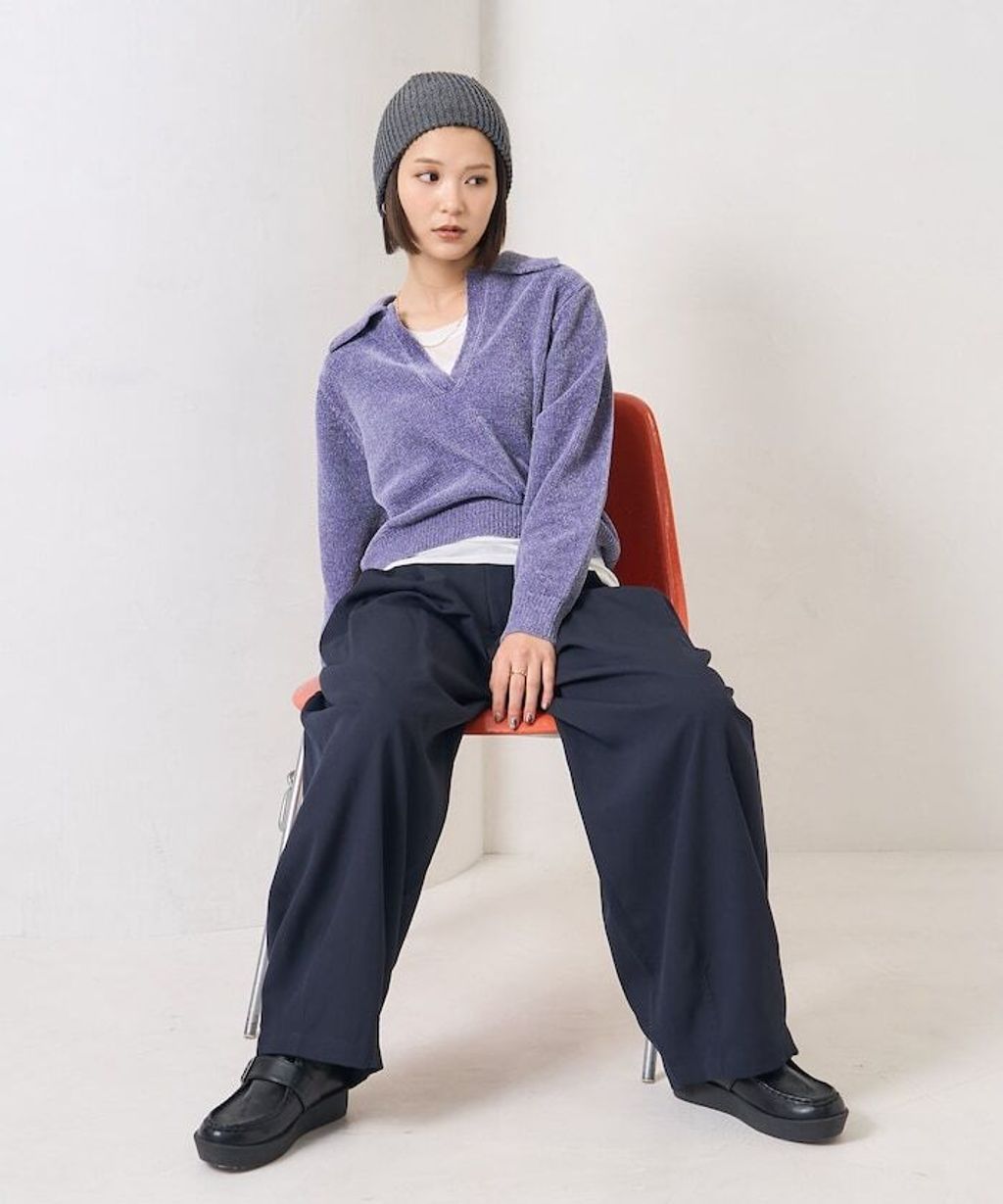 FREAKS STORE 毛絨紗線開領POLO針織上衣_11