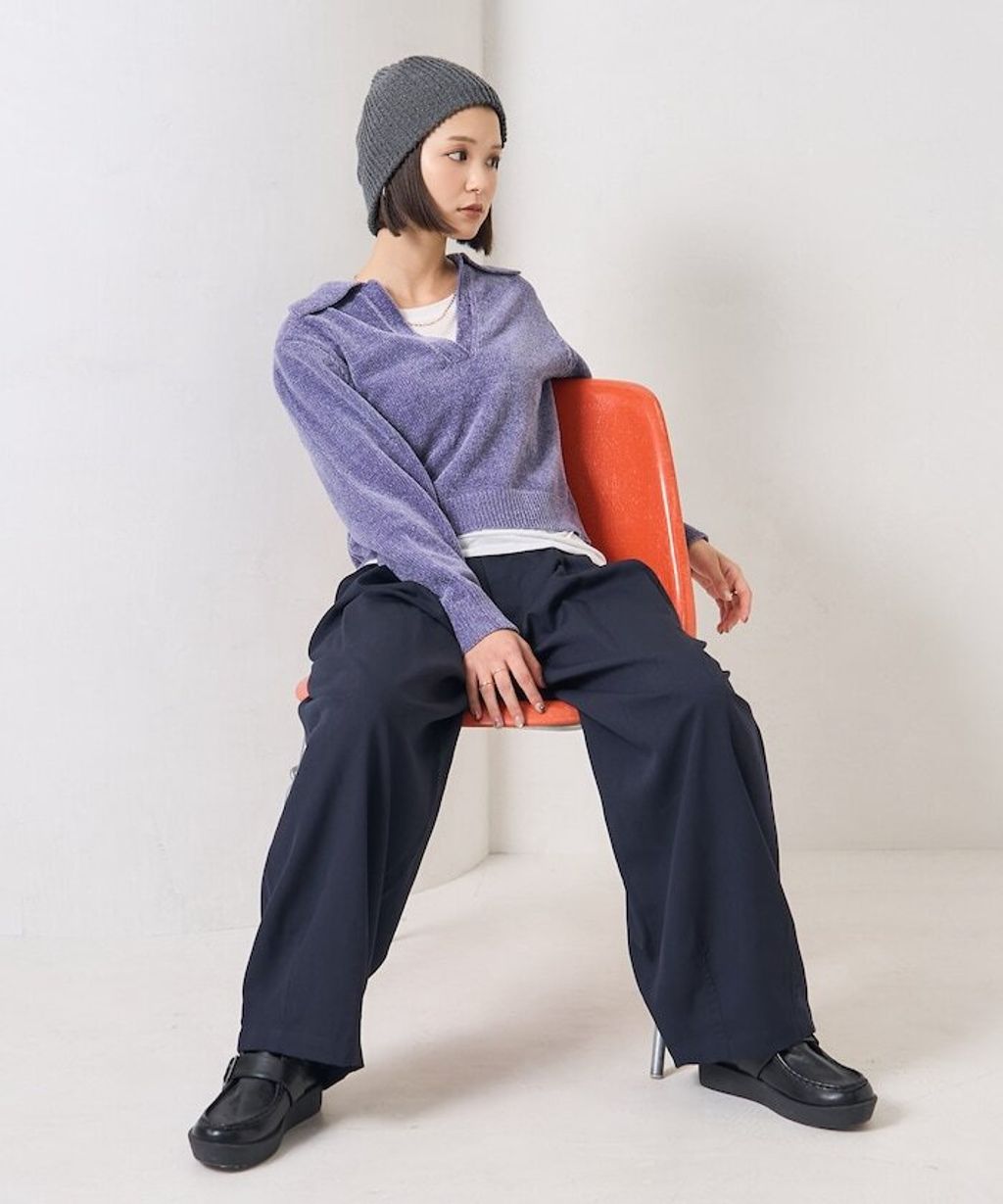 FREAKS STORE 毛絨紗線開領POLO針織上衣_12