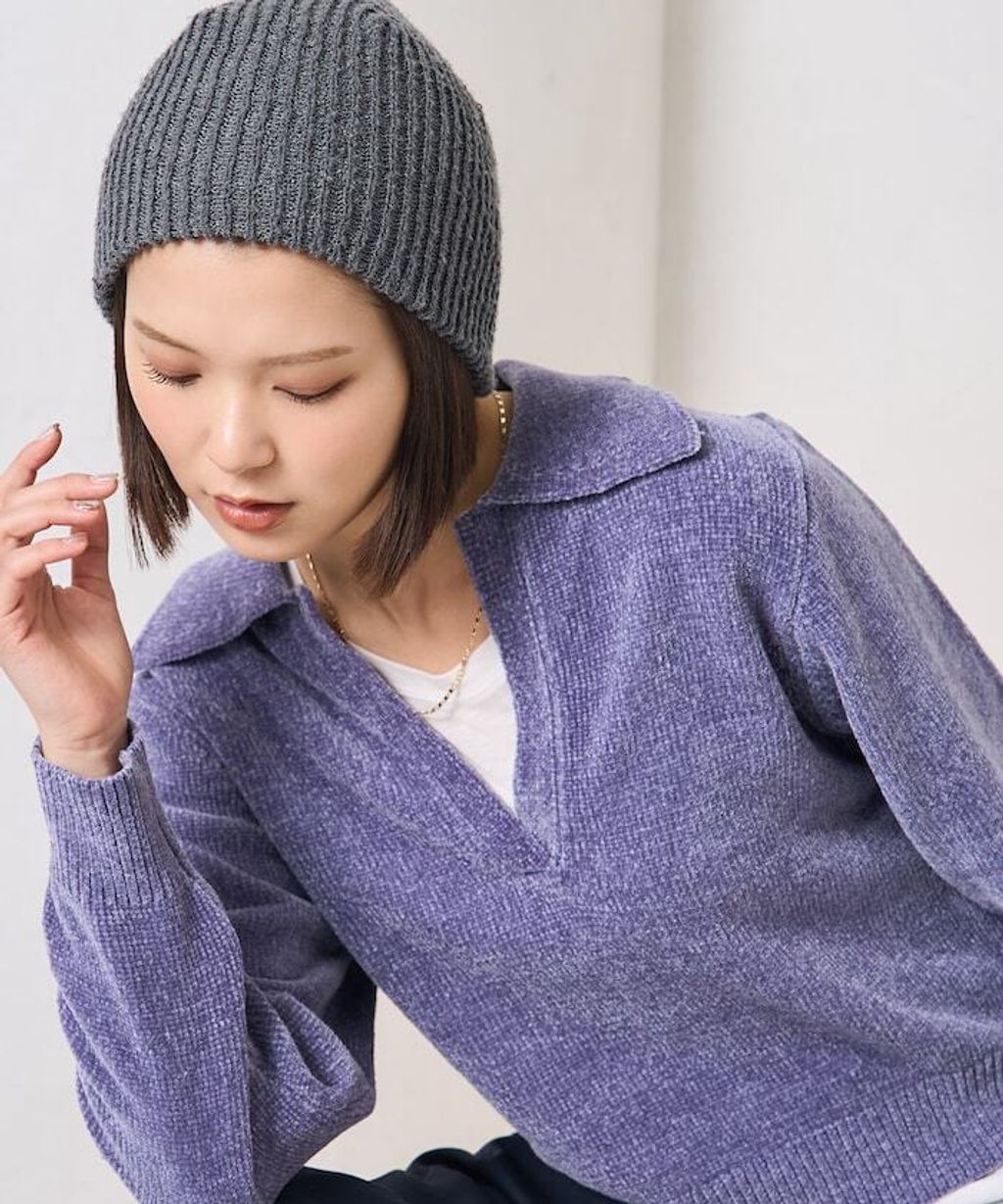 FREAKS STORE 毛絨紗線開領POLO針織上衣_8