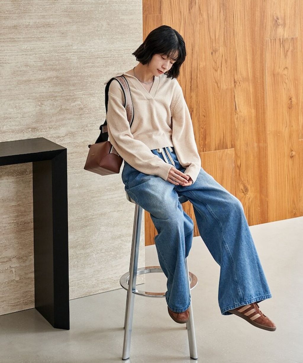 FREAKS STORE 毛絨紗線開領POLO針織上衣_41