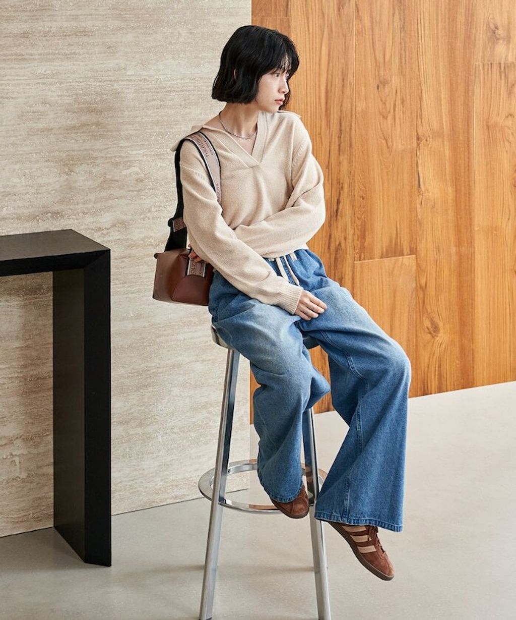 FREAKS STORE 毛絨紗線開領POLO針織上衣_42