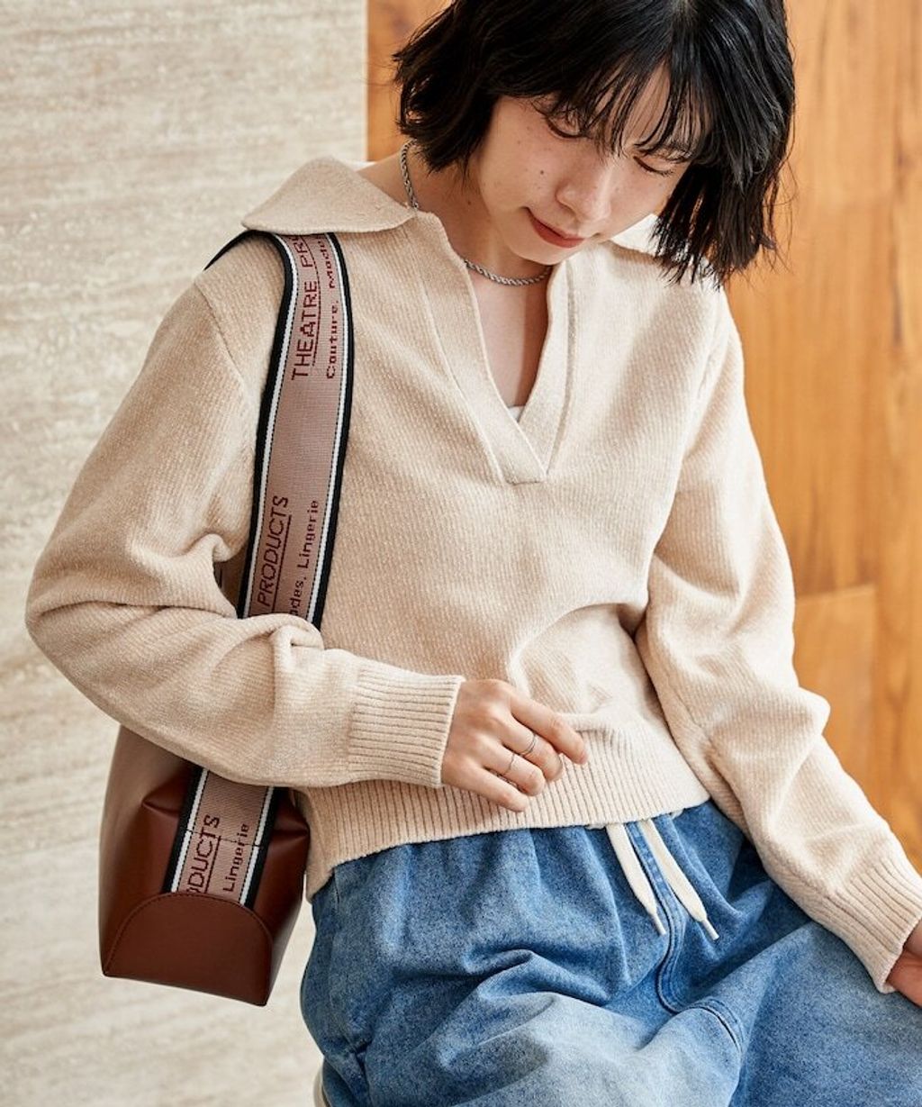 FREAKS STORE 毛絨紗線開領POLO針織上衣_46