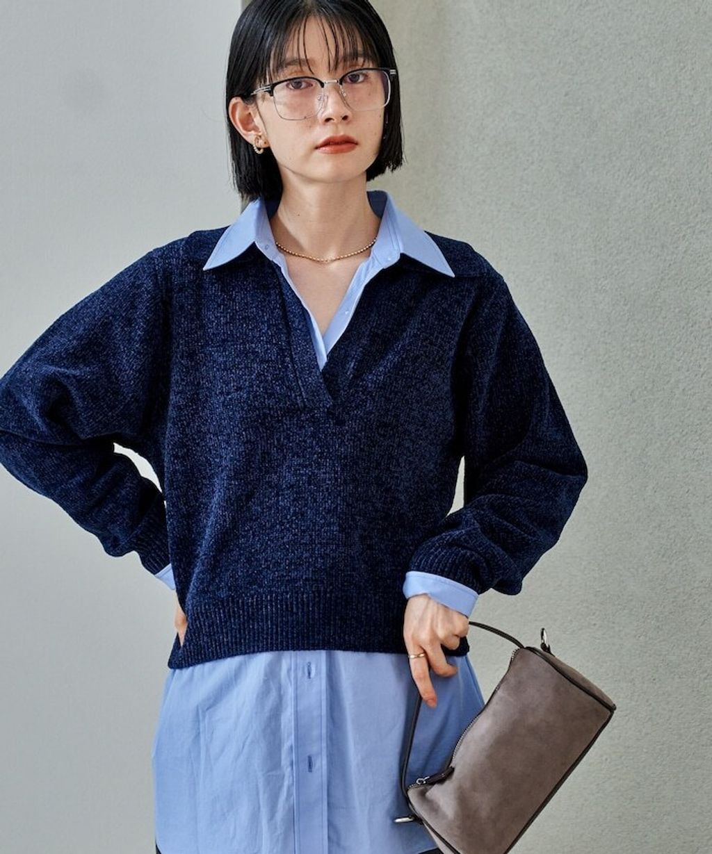 FREAKS STORE 毛絨紗線開領POLO針織上衣_35