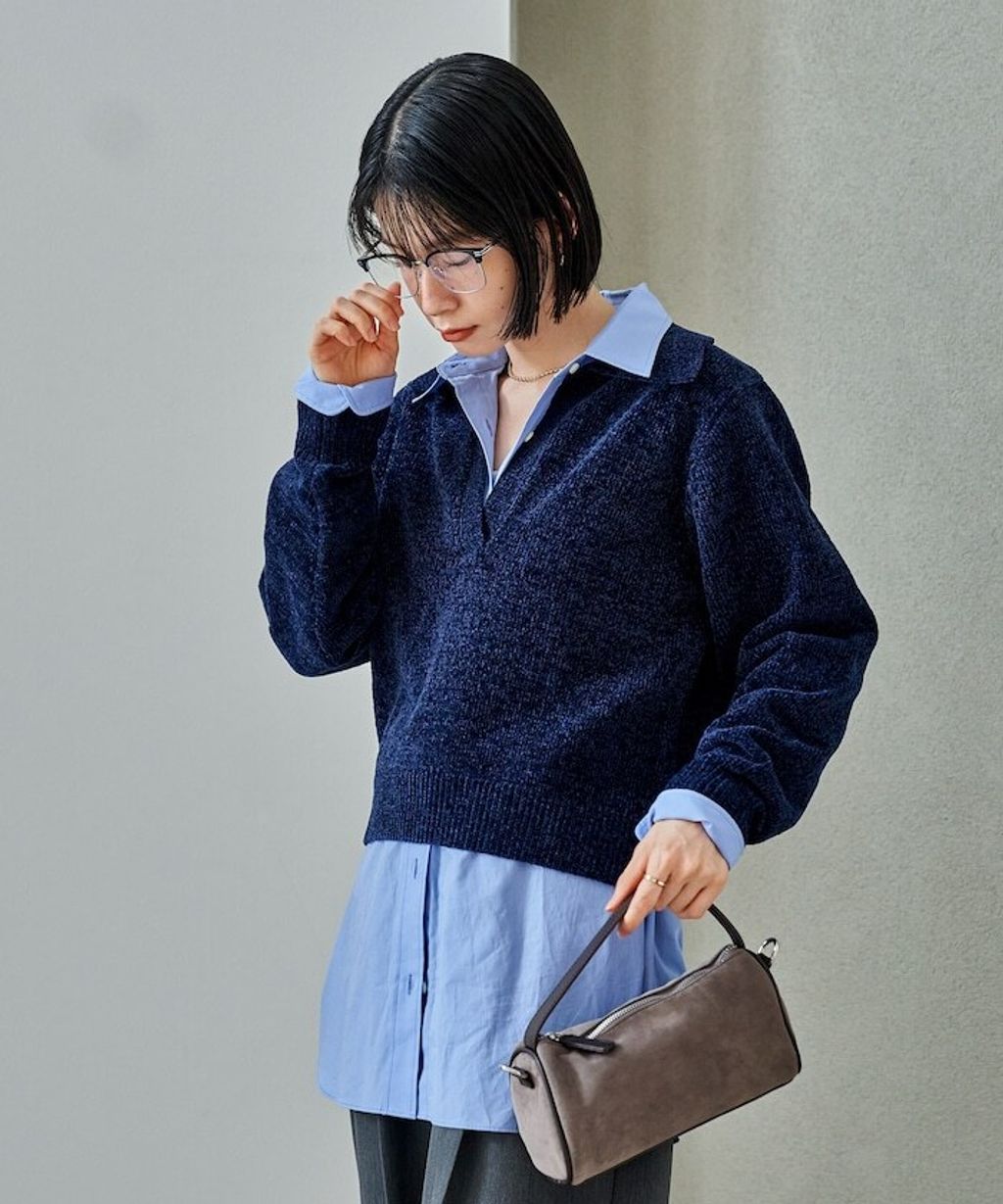 FREAKS STORE 毛絨紗線開領POLO針織上衣_34