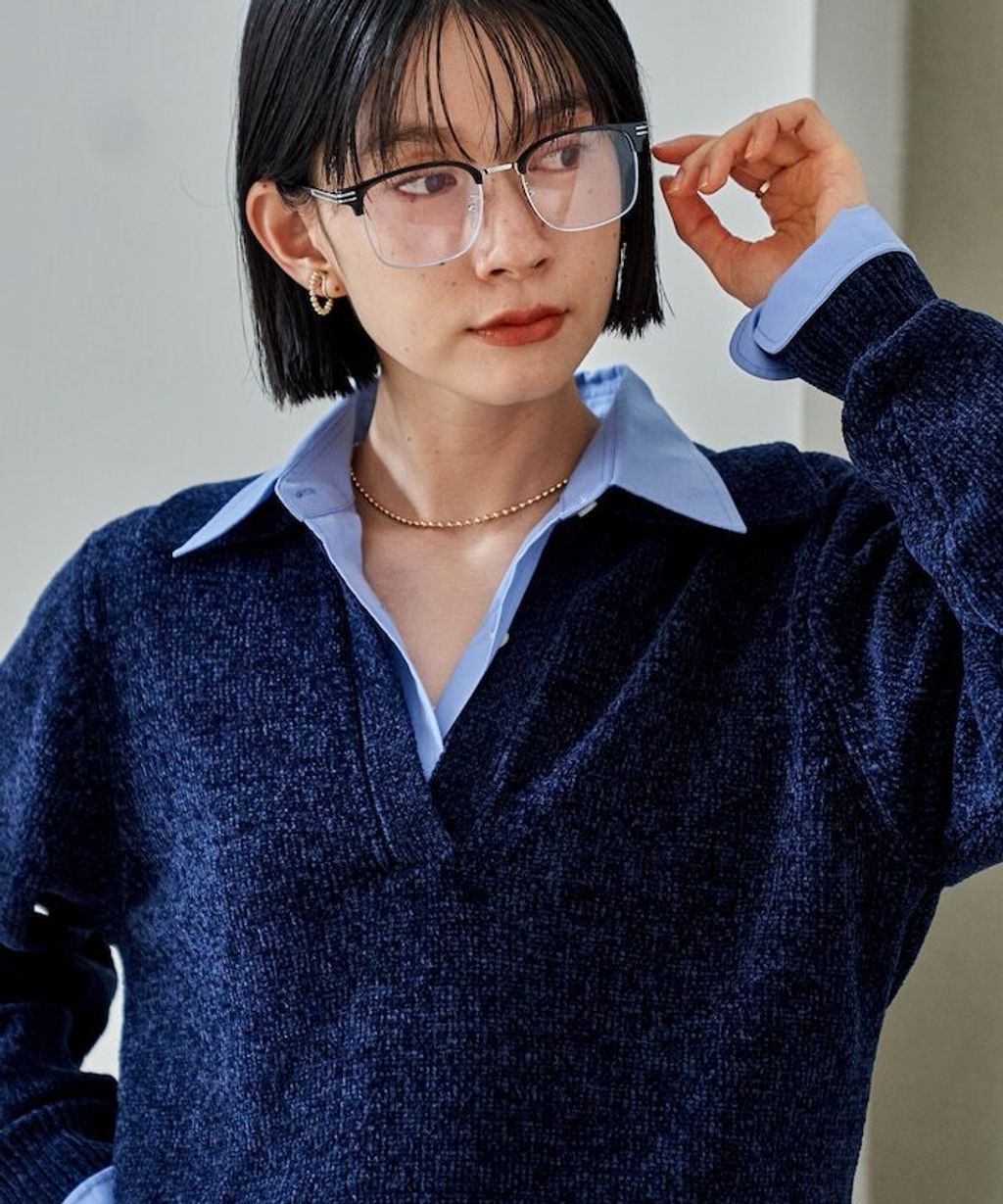 FREAKS STORE 毛絨紗線開領POLO針織上衣_36