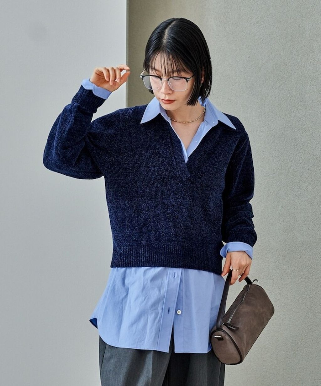 FREAKS STORE 毛絨紗線開領POLO針織上衣_31