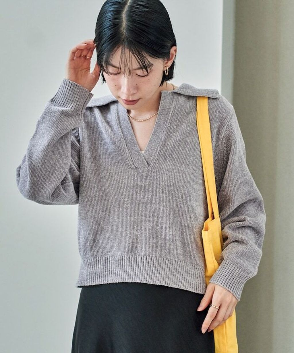 FREAKS STORE 毛絨紗線開領POLO針織上衣_24