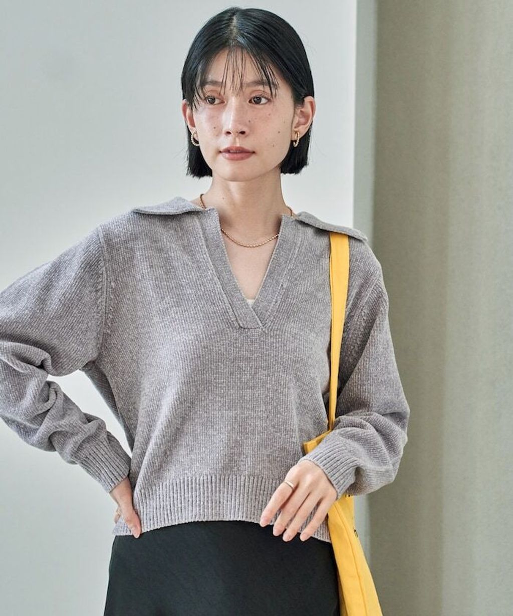 FREAKS STORE 毛絨紗線開領POLO針織上衣_23