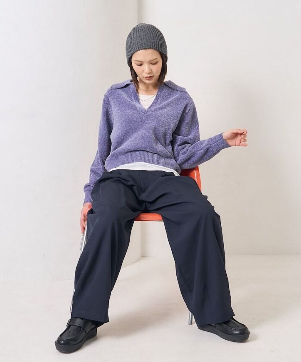 FREAKS STORE 毛絨紗線開領POLO針織上衣_13