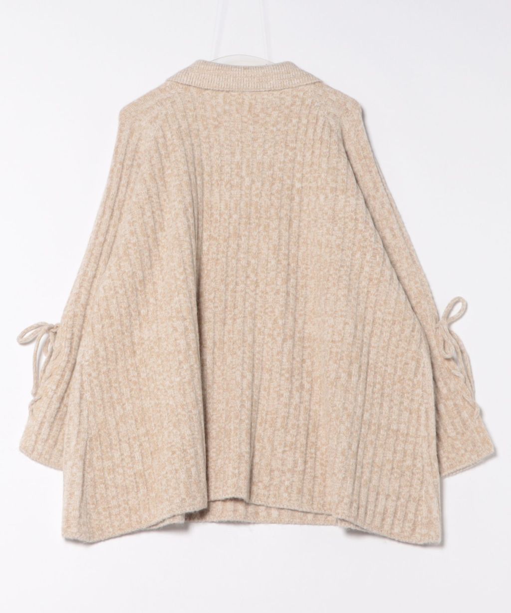 apres jour clair 袖口綁帶POLO領口紋理針織修身上衣_61