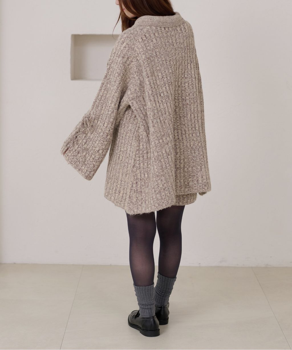 apres jour clair 袖口綁帶POLO領口紋理針織修身上衣_54