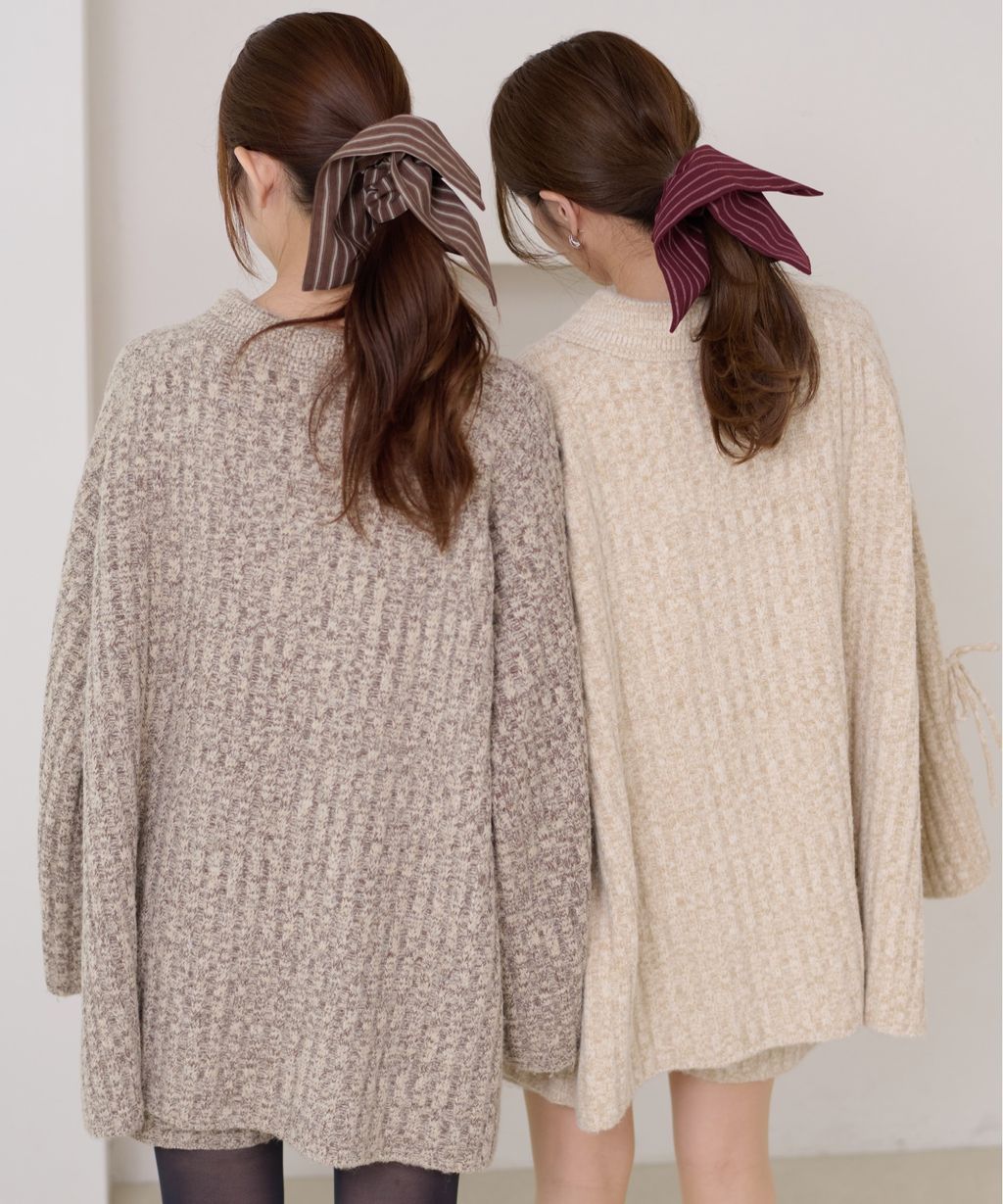 apres jour clair 袖口綁帶POLO領口紋理針織修身上衣_21