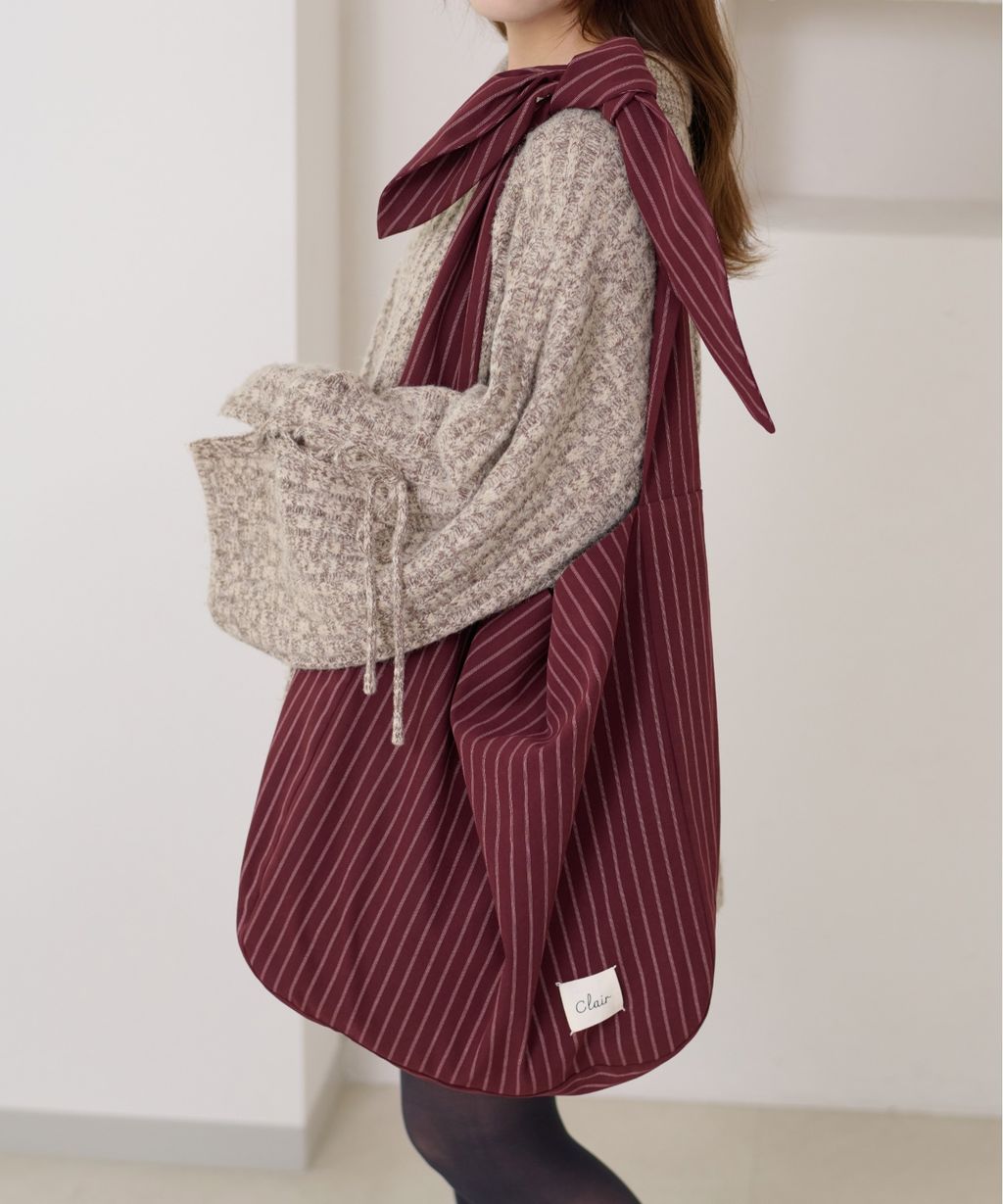 apres jour clair 條紋蝴蝶綁帶寬底托特包_3