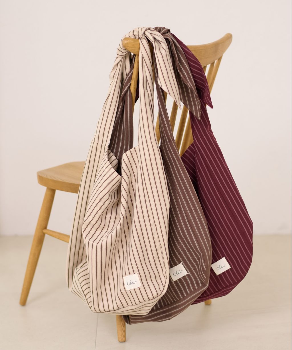 apres jour clair 條紋蝴蝶綁帶寬底托特包_12