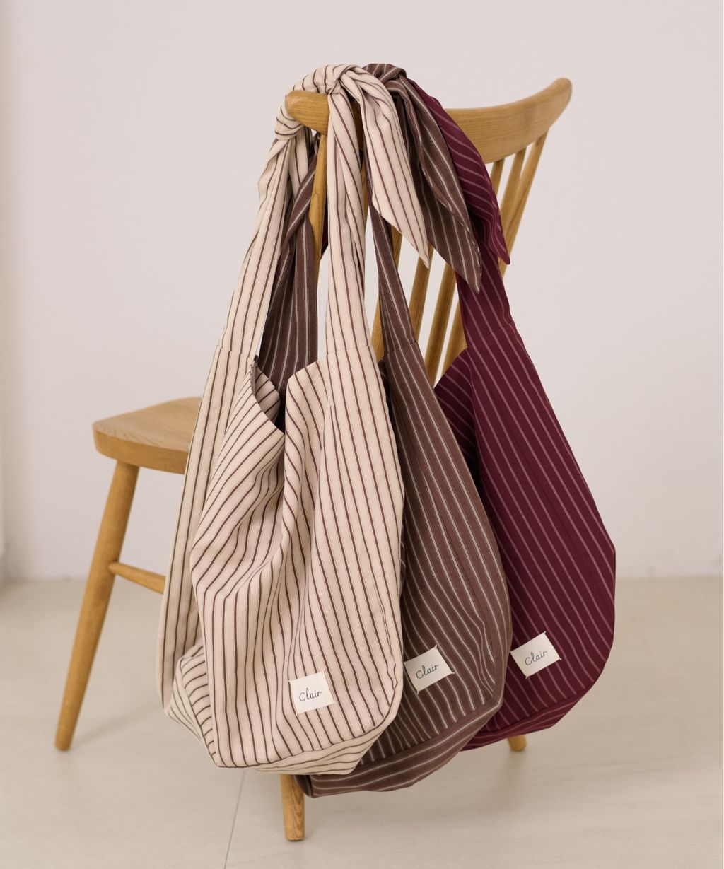 apres jour clair 條紋蝴蝶綁帶寬底托特包_11