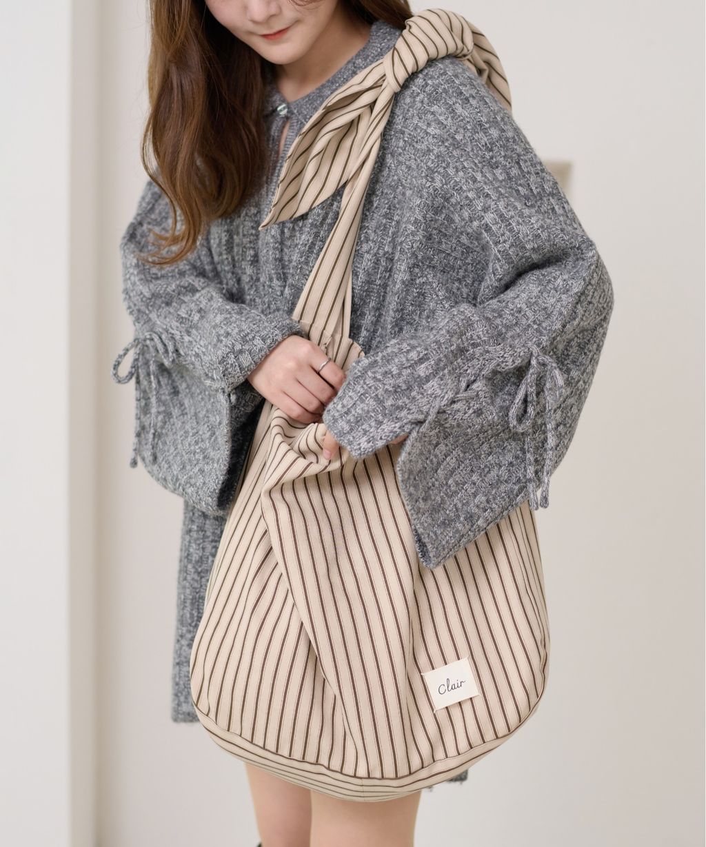 apres jour clair 條紋蝴蝶綁帶寬底托特包_10