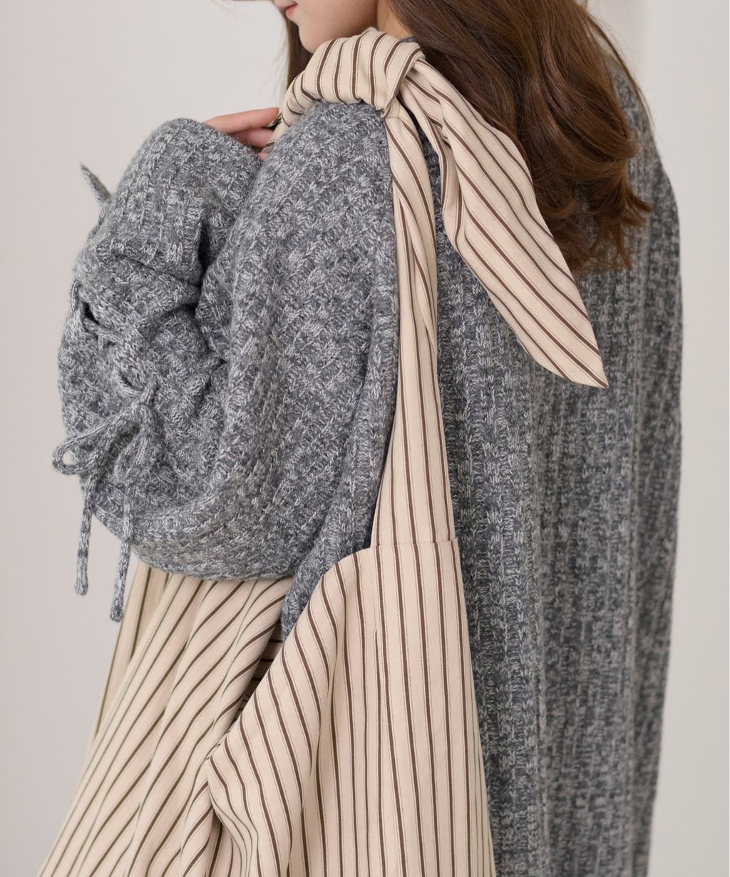 apres jour clair 條紋蝴蝶綁帶寬底托特包_8