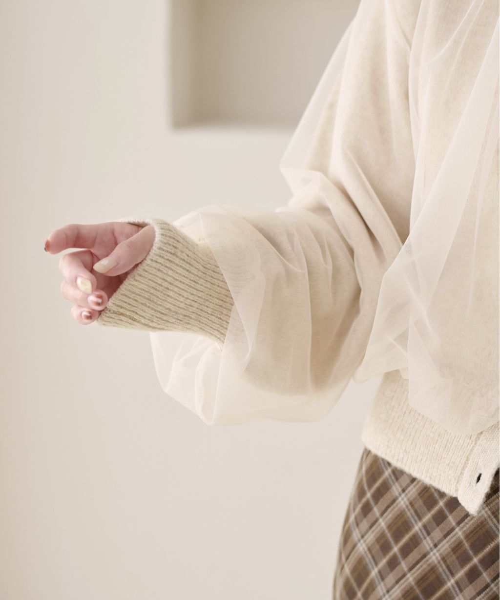 apres jour clair 薄紗疊層感針織開襟衫_8