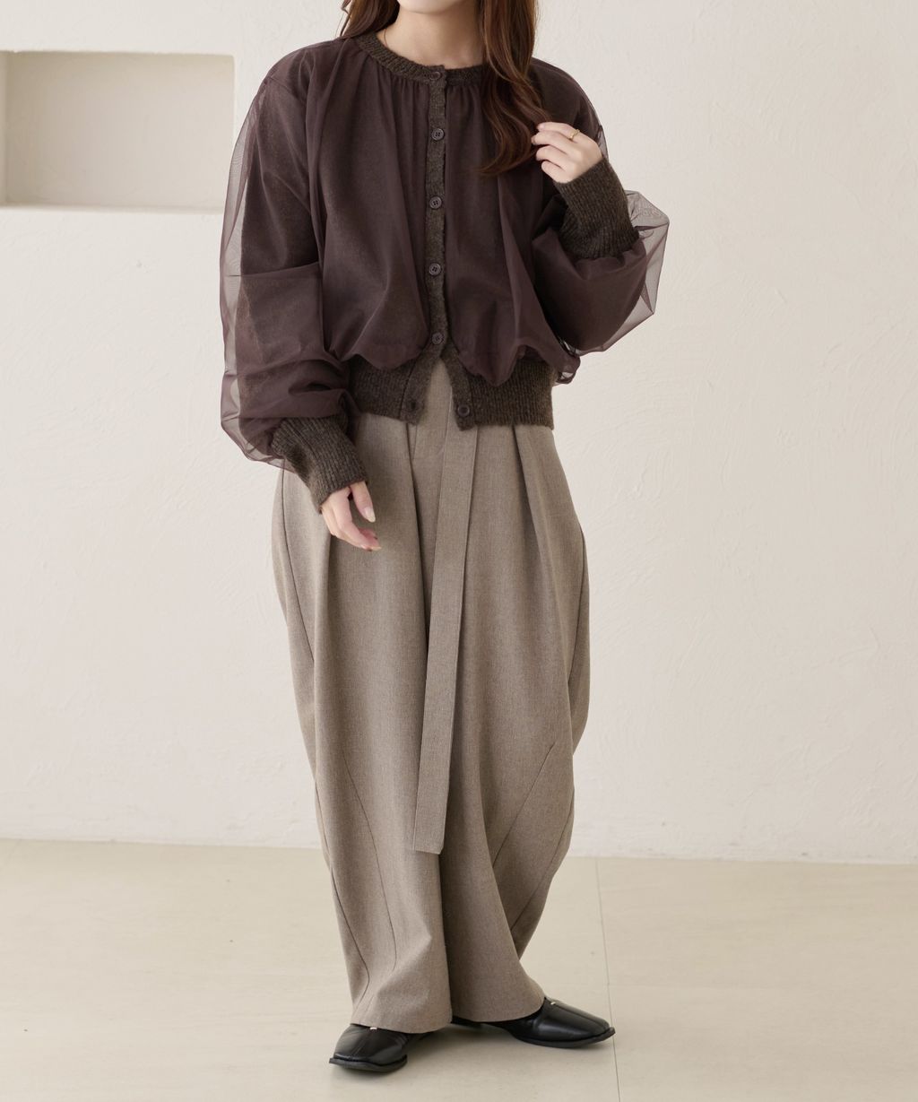 apres jour clair 薄紗疊層感針織開襟衫_11